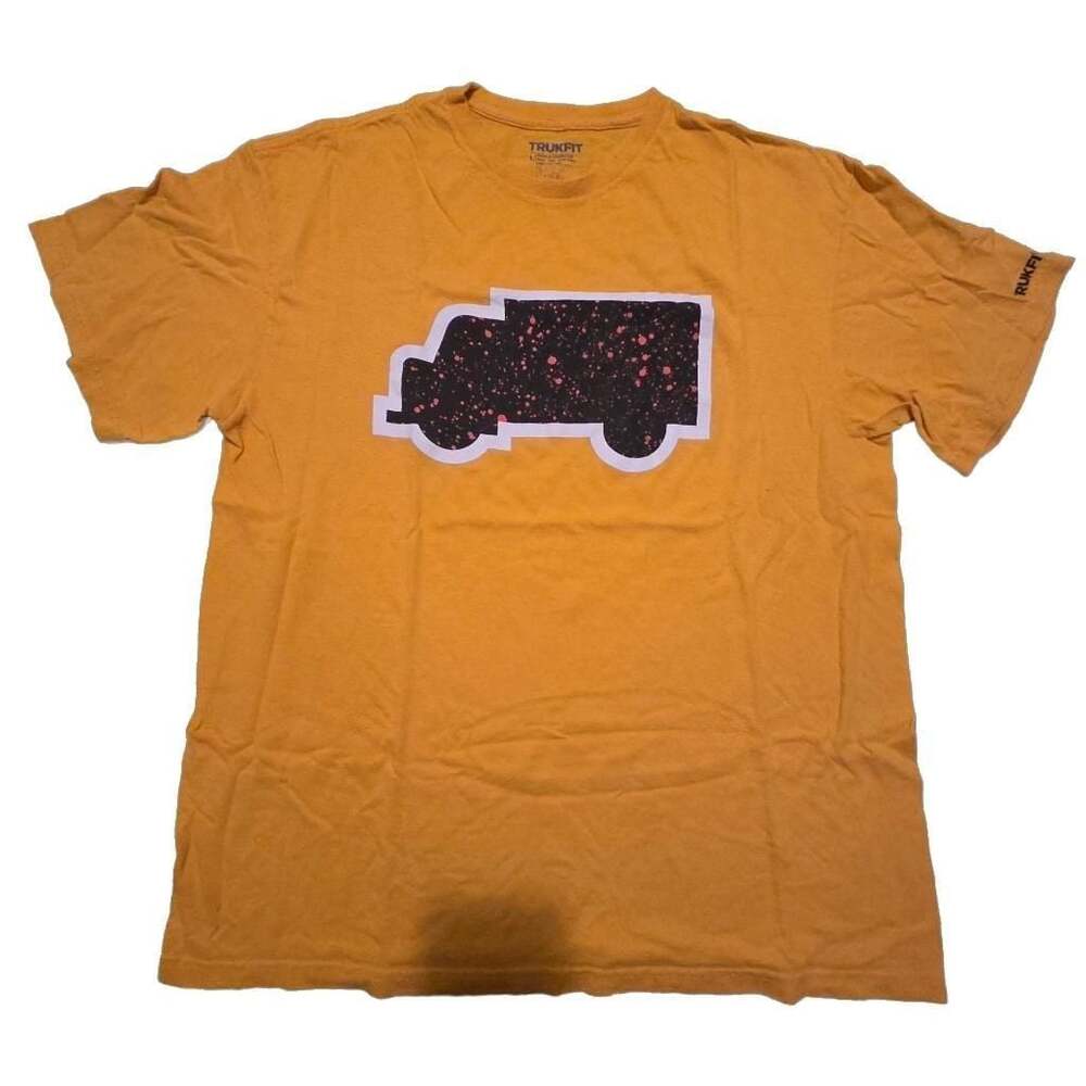 Trukfit Yellow Graphic T-Shirt with Paint Splatter Truck Design